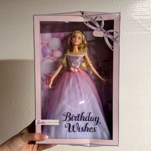 Barbie Birthday Wishes Cake Topper - Pink and White